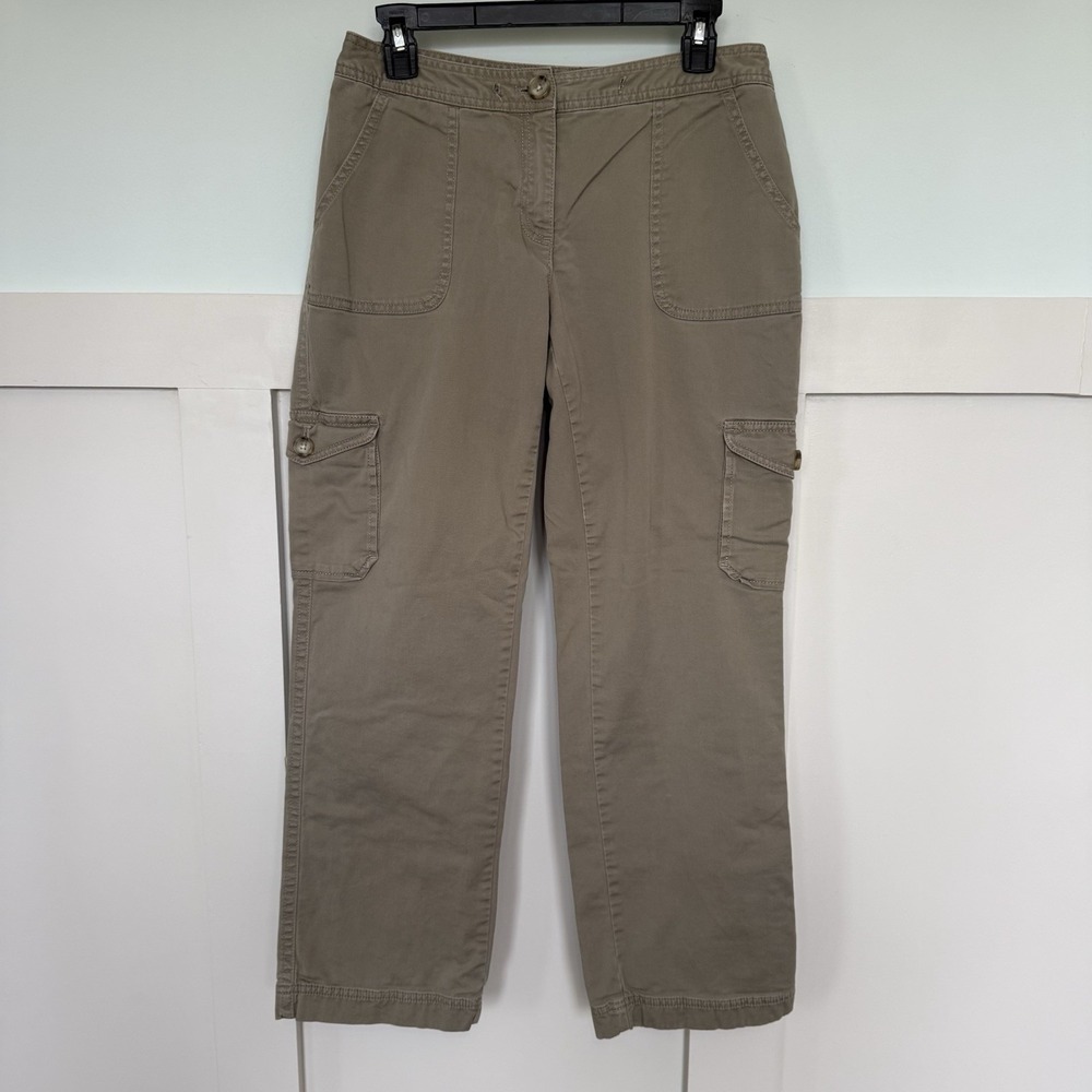 LL Bean Flannel Line Cargo‎ Pants Women's 8 Petite Khaki Chore Outdoor Warm Hunt